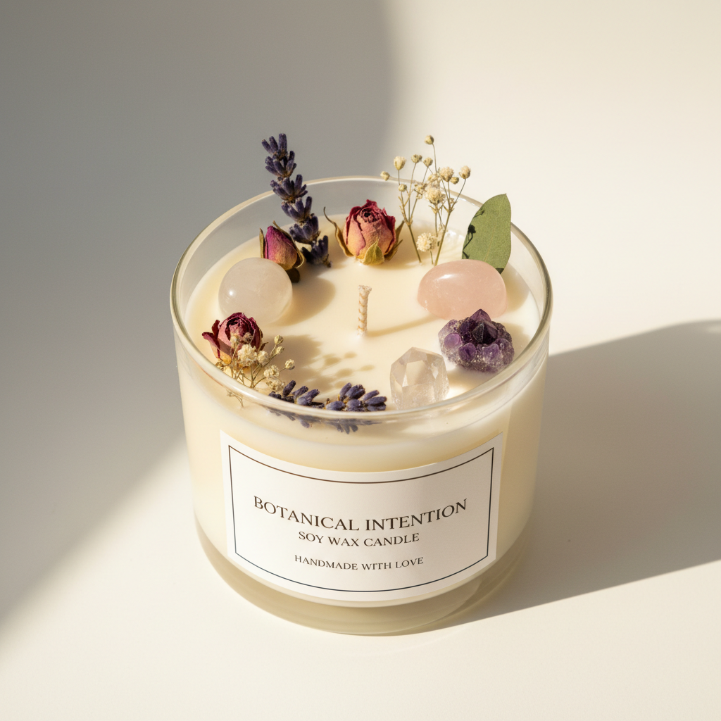Botanical Crystal Intention Candle