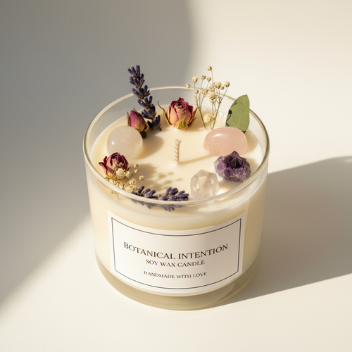 Botanical Crystal Intention Candle